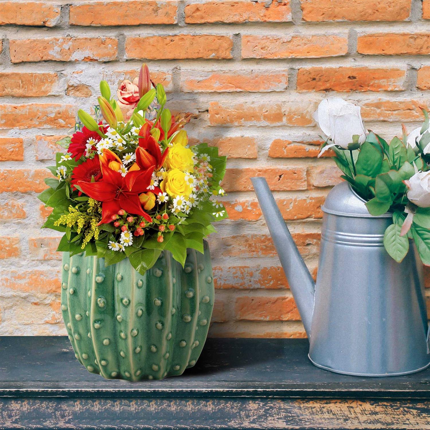 Stonebriar Collection Ceramic Cactus Planter