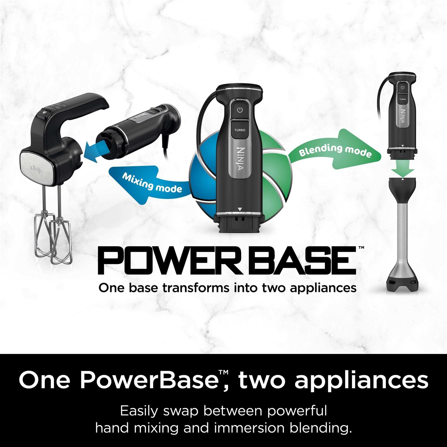 Ninja Foodi Power Mixer System, Black Immersion Blender and Hand-Mixer Combo