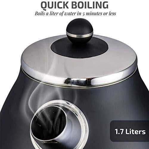 Ovente Electric Stainless Steel Hot Water Kettle 1.7 Liter Victoria Collection