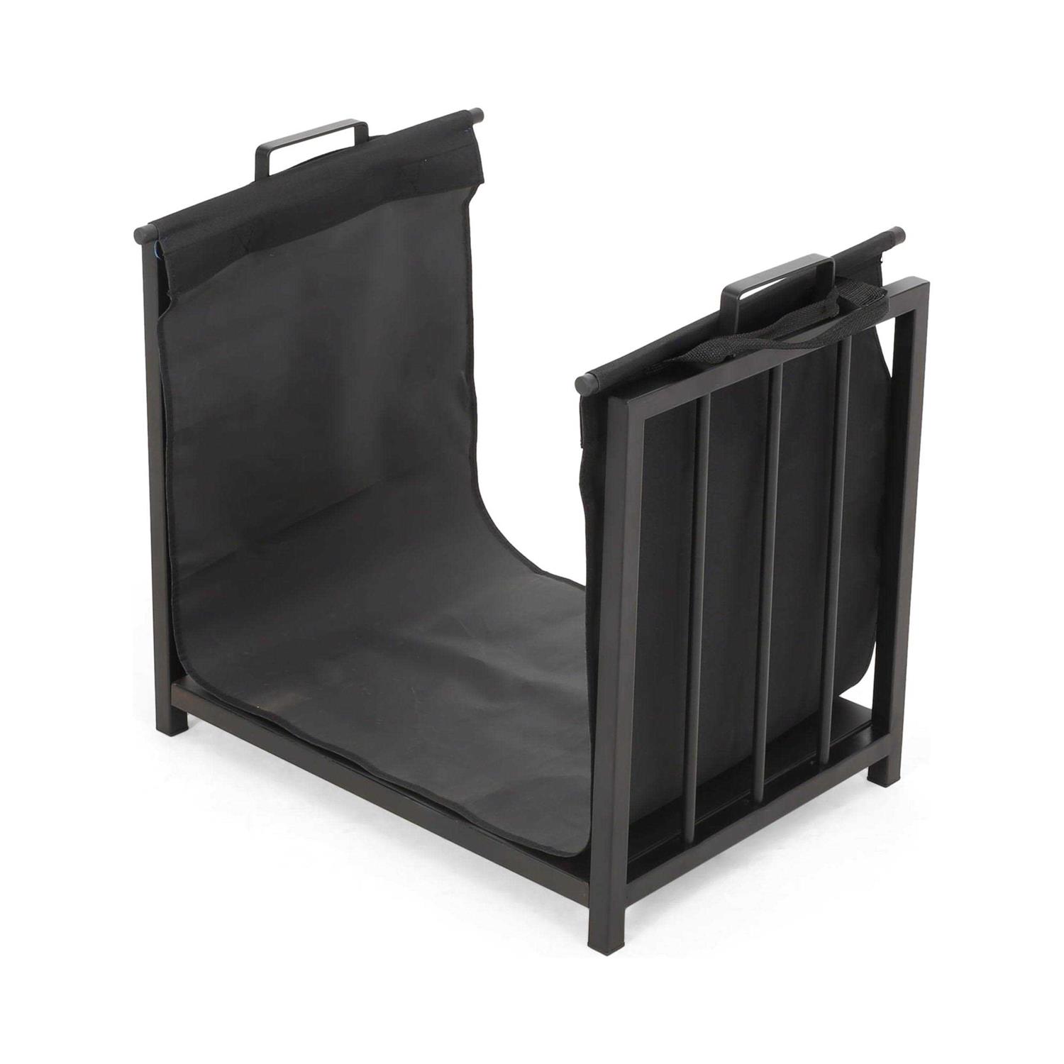 Noble House Cosada Modern Iron and Canvas Fireplace Log Holder