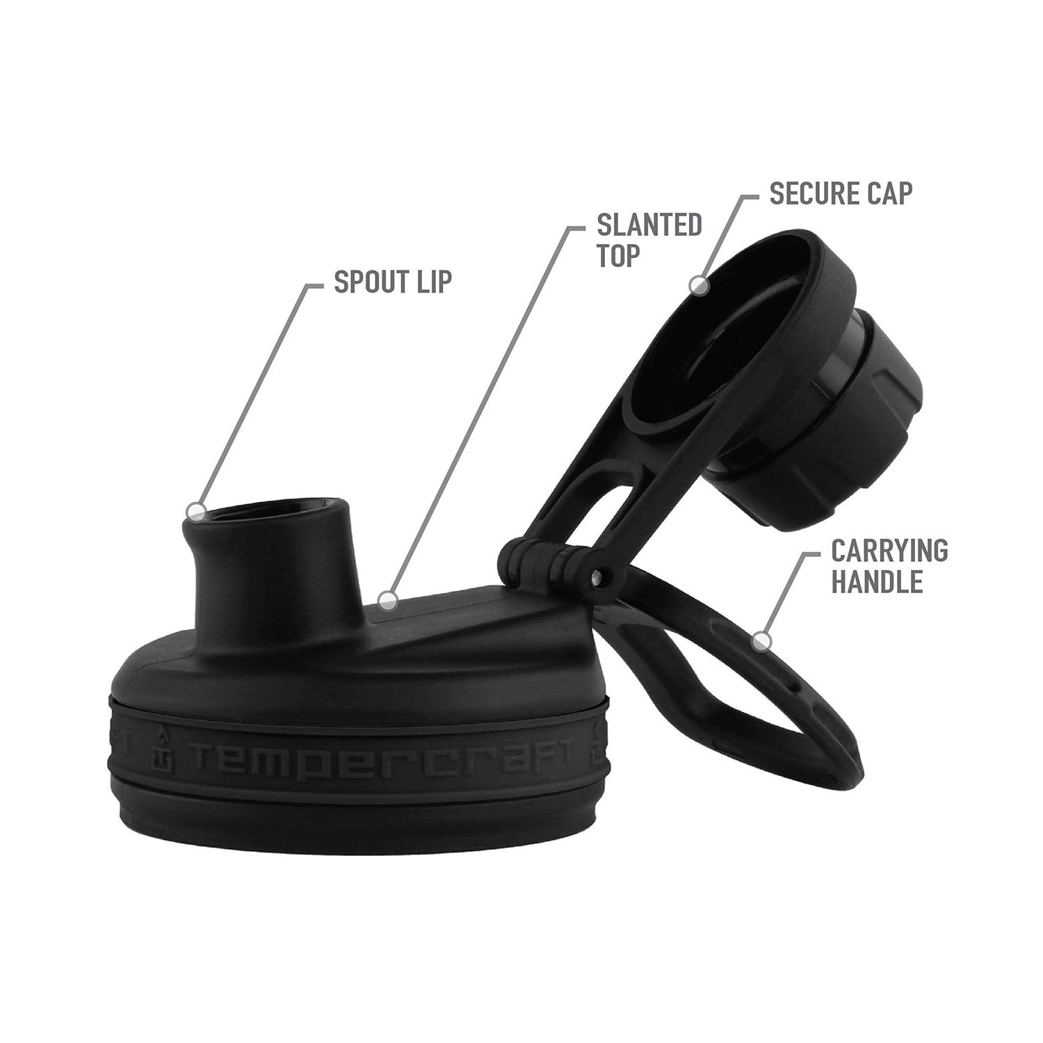 Tempercraft Sport Lid with Spout and Screw Cap for Wide Mouth Bottles