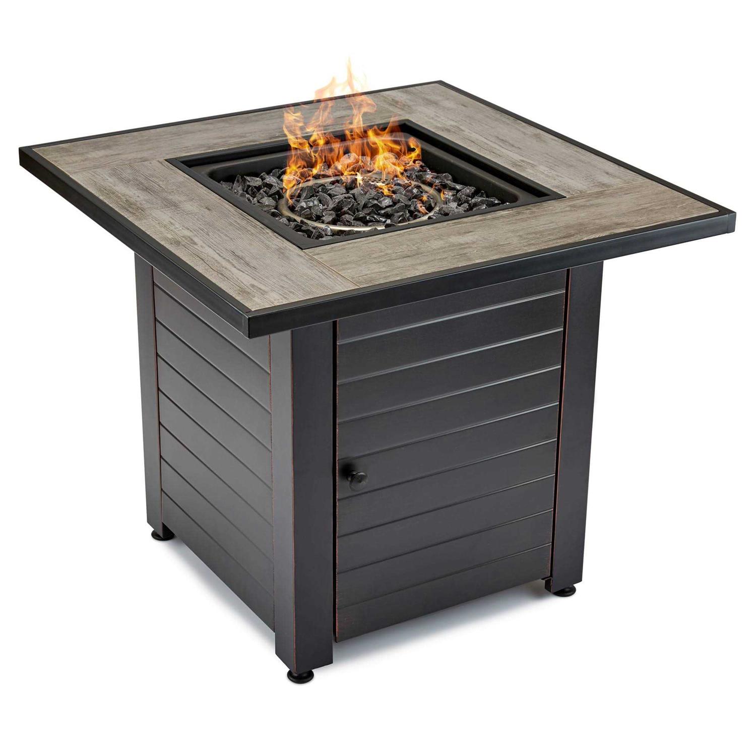 Style Selections 30-in W 50000-BTU Black/Brown/Gray Steel Propane Gas Fire Pit Table GAD15418L