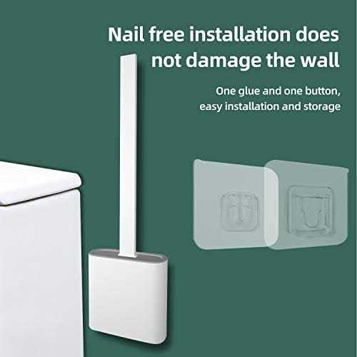 Lm Bodycare 2 Pack Silicone Toilet Brush Toilet Cleaning System Wall Toilet Wand Long Handle Soft Silicone Bristle Clean Toilet Corner Easily