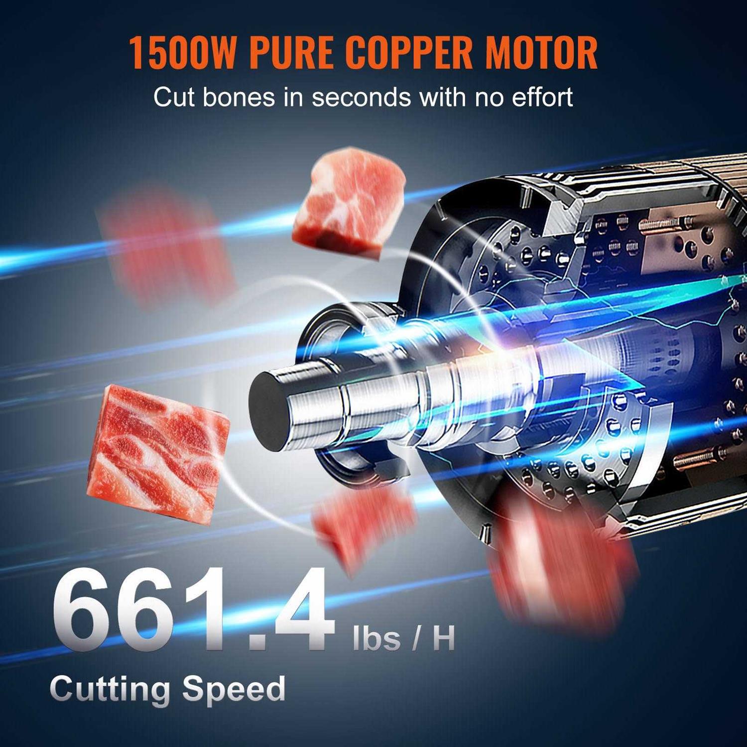 VEVOR Commercial Electric Meat Bandsaw 1500W Stainless Steel Countertop Bone Sawing Machine