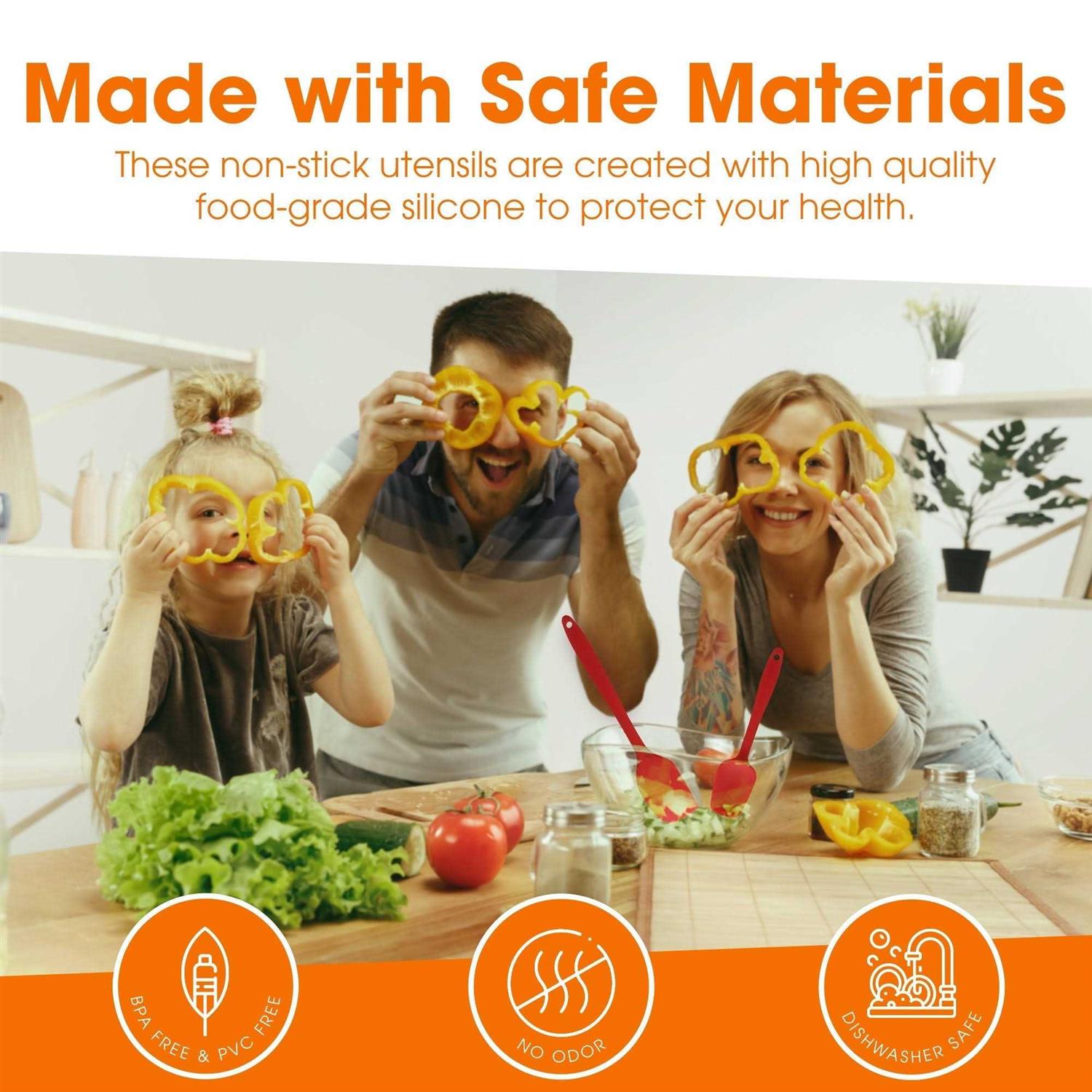 Cheer Collection Silicone Spatula Set for Nonstick Cookware