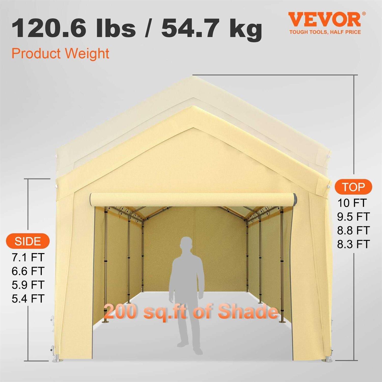 10 Ft. W x 20 Ft. D Canopy VEVOR Canopy