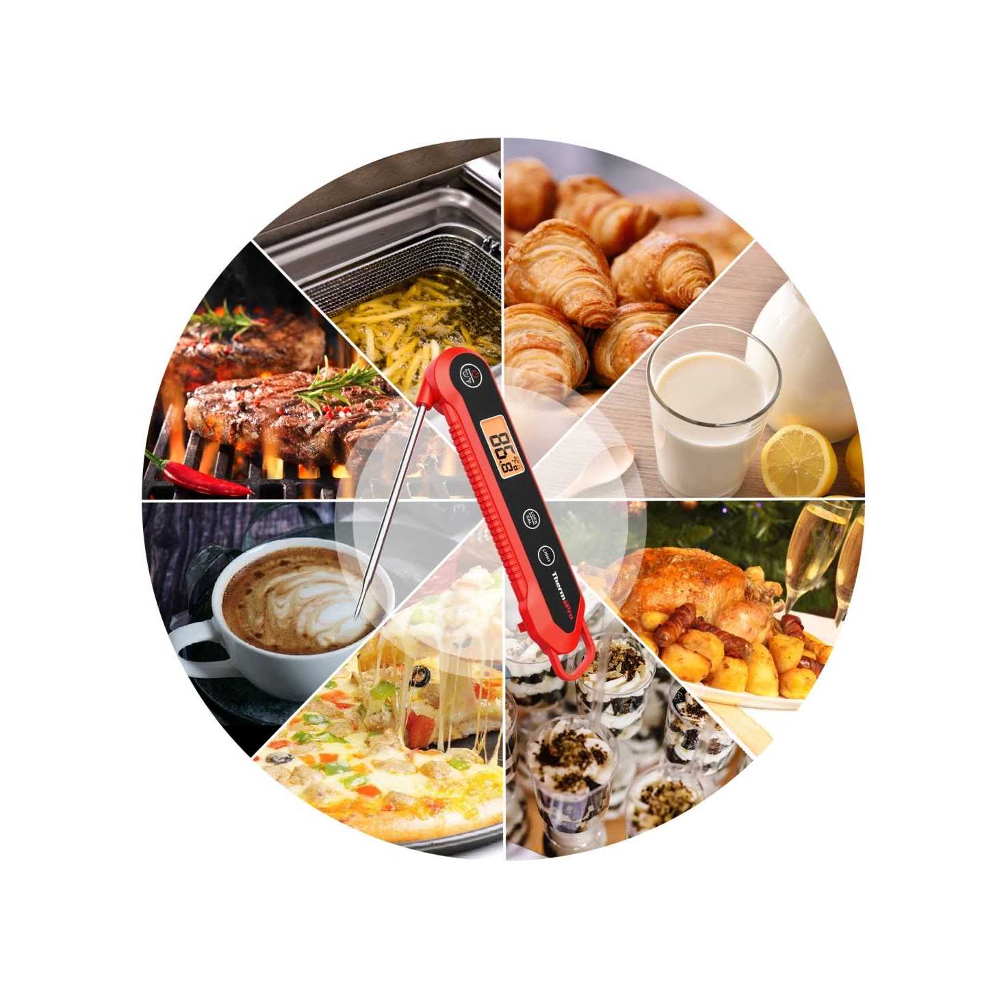 Thermopro Waterproof Digital Instant Read Meat Thermometer Food Candy Cooking Kitchen Thermometer