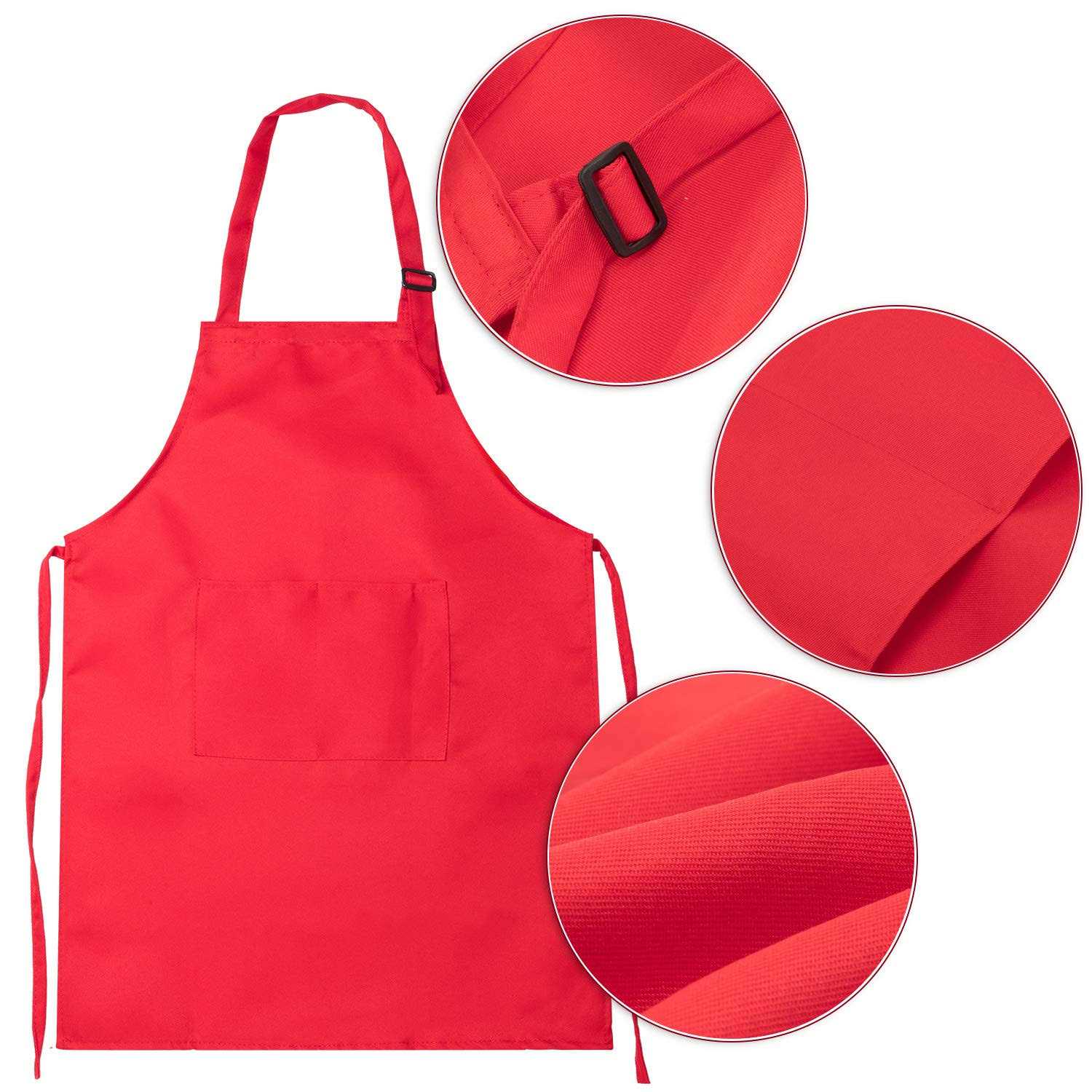 CHENGU 6 Pieces Kids Chef Hat Apron Set Boys Girls Aprons for Kids Adjustable Aprons Kitchen Bib Aprons with 2 Pockets for Kitchen Cooking Baking