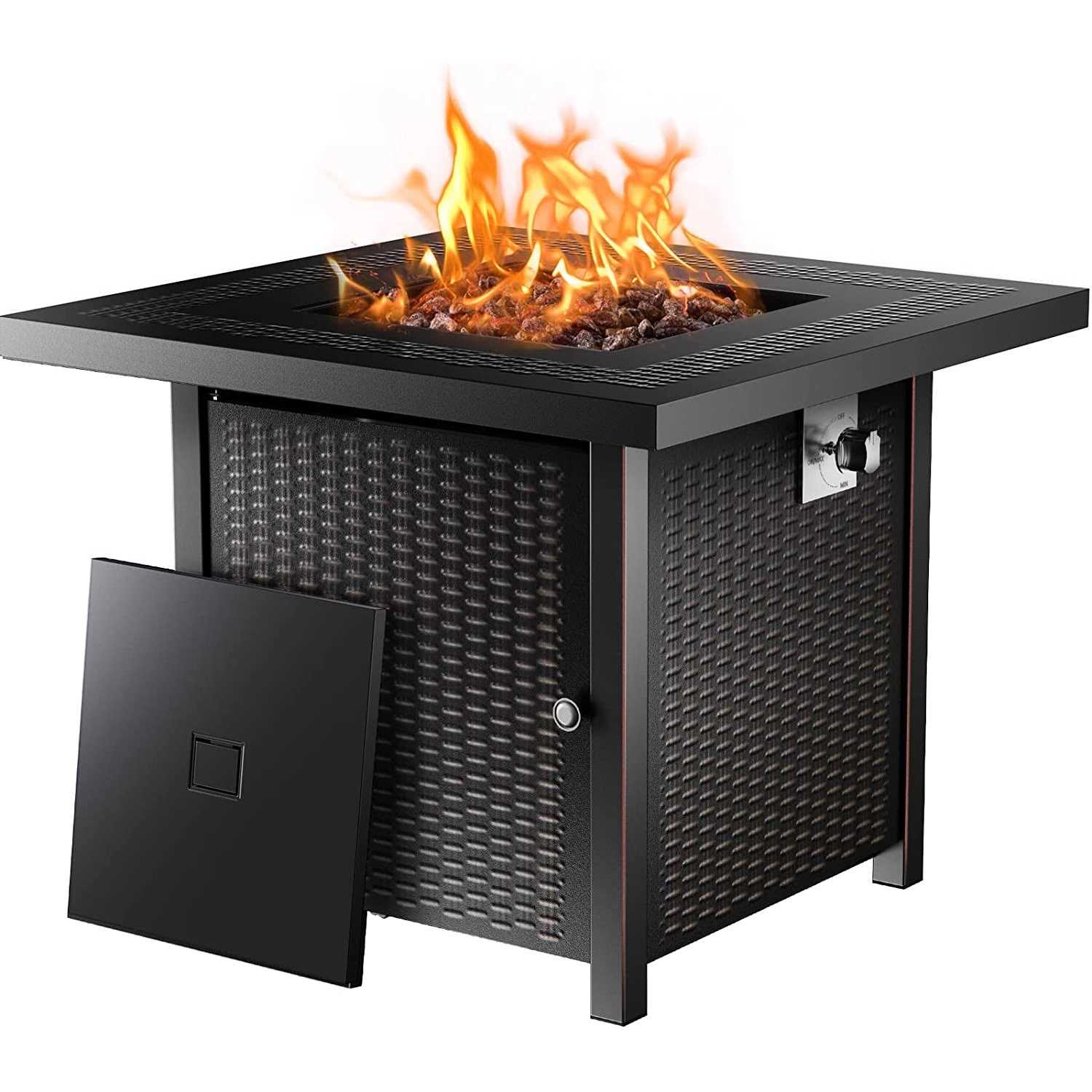 Ciays Propane Fire Pits 28 Inch Outdoor Gas Fire Pit, 50,000 BTU Steel Fire Table with Lid and Lava Rock, Add Warmth and Ambienc