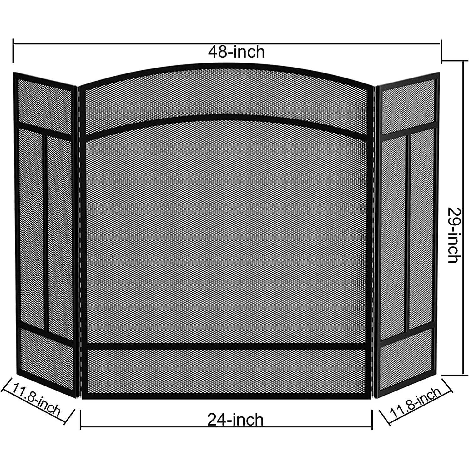 Fire Beauty Fireplace Screen 3 Panel Wrought Iron 48 x 29 Spark Guard Cover