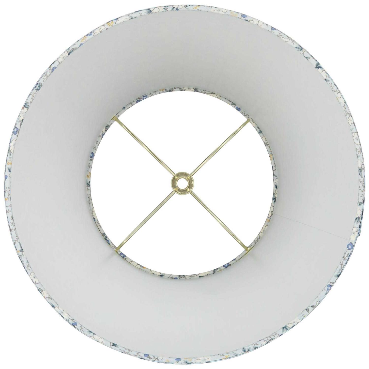 Springcrest Collection Hardback Pleated Empire Lamp Shade Blue White Floral Medium 8 Top x 13 Bottom x 11 Slant Spider with Harp and Finial Fitting