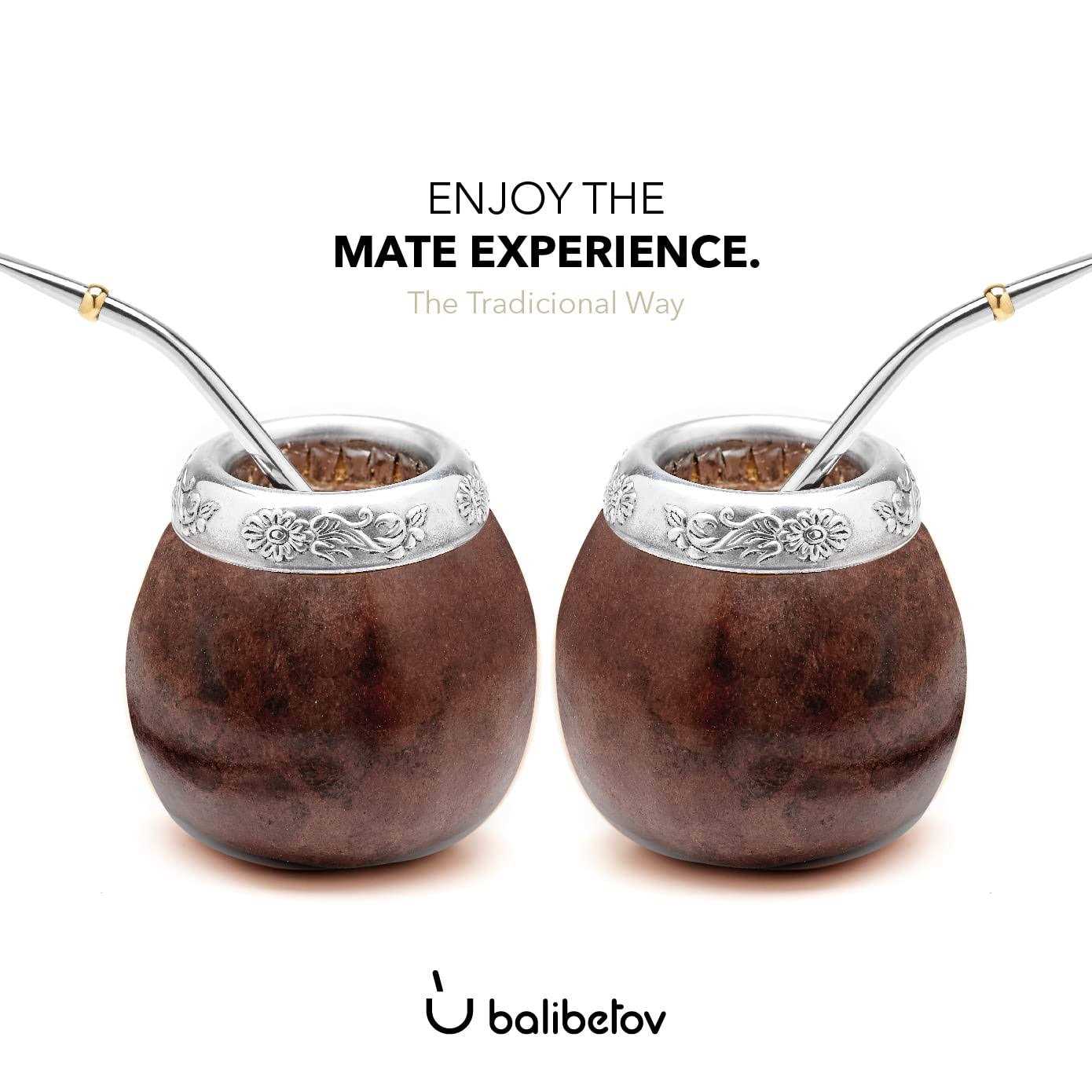 Balibetov Yerba Mate Gourd Set Includes Mate Tea Cup, Bombilla and Clean