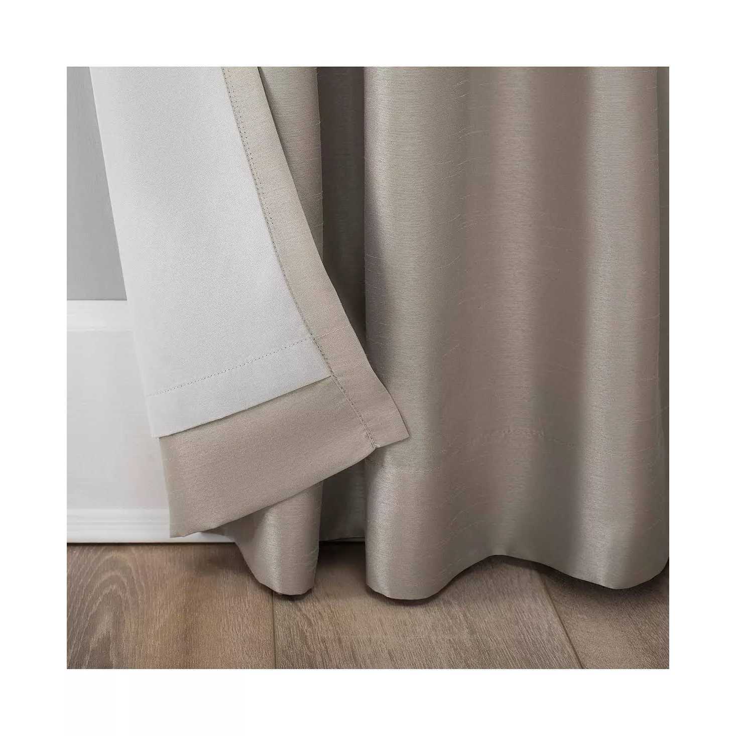 Sun Zero Evelina Faux Dupioni Silk Thermal Extreme 100% Blackout Back Tab Curtain Panel