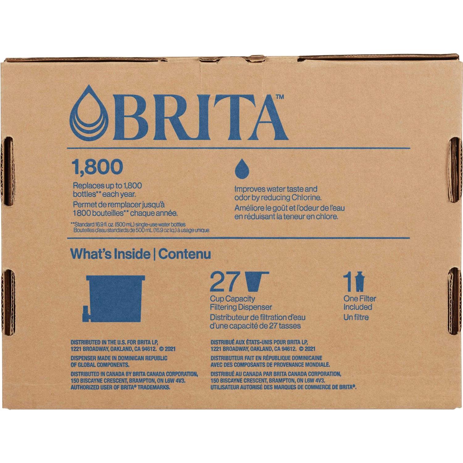 Brita XL Water Filter Dispenser for Tap and Drinking Water with 1 Elite Filter
