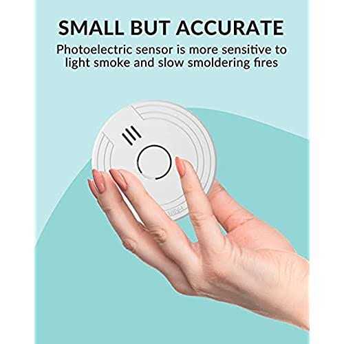 Ecoey Smoke Alarm Fire Detector, Battery Photoelectric Smoke Detector with Test Button and Low Battery Signal