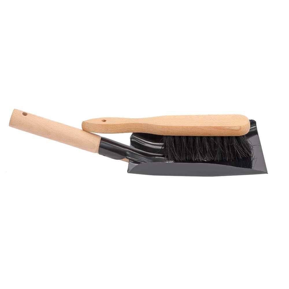 Aboniris Coal Shovel and Hearth Brush Set Made of Natural Wood and Coco Bristles, Hearth Tidy Set, Fireplace Shovel and Brush