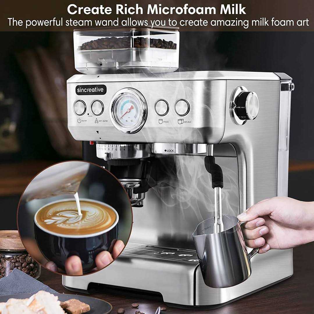 Sincreative 20 Bar All in One Espresso Machine with Grinder and Milk Frother