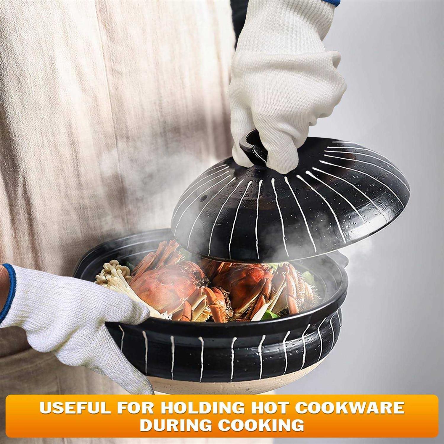 Heat Resistant Cooking Gloves Kitchen Gloves 480 Degree Heat Resistant Oven Gloves for Handling Hot Food Cooking Baking Oven Gloves