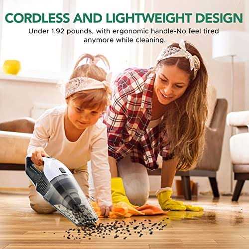 Portutif Handheld Vacuum Cleaner Powerful Suction Portable Lightweight Hand Held Vacum Cordless with 25-30Mins Long Runtime Rechargeable Battery Quick