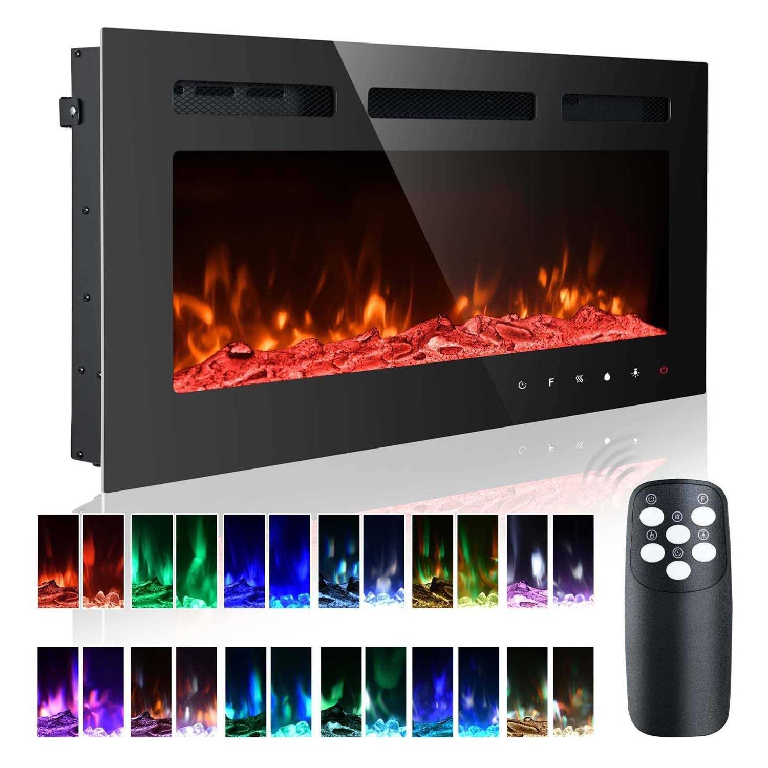 36 Inch Electric Fireplace Inserts Quiet Wall Mounted Fireplace Led Fireplace for Living Room