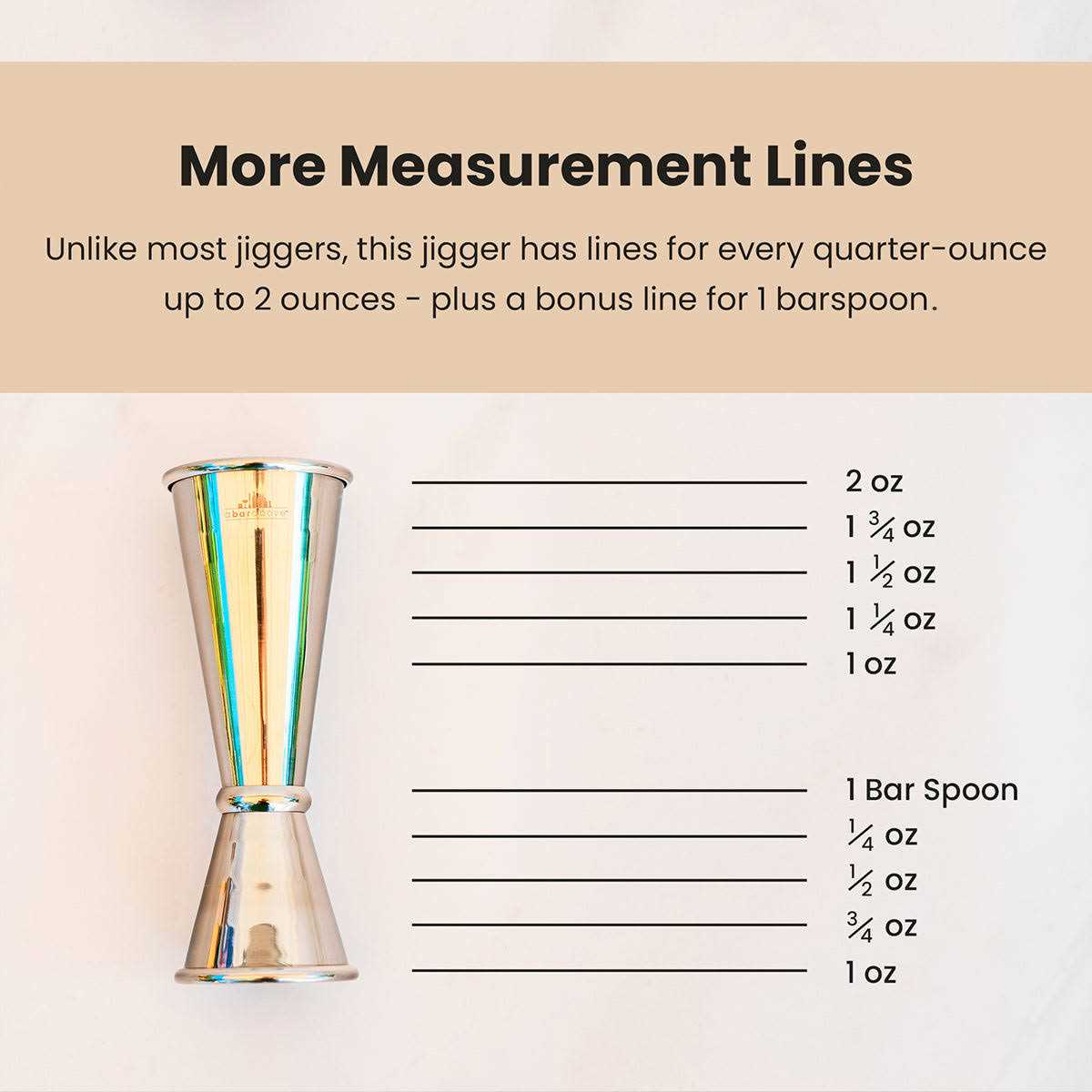 A Bar Above Premium Japanese Jigger with 8 Measurements Inside