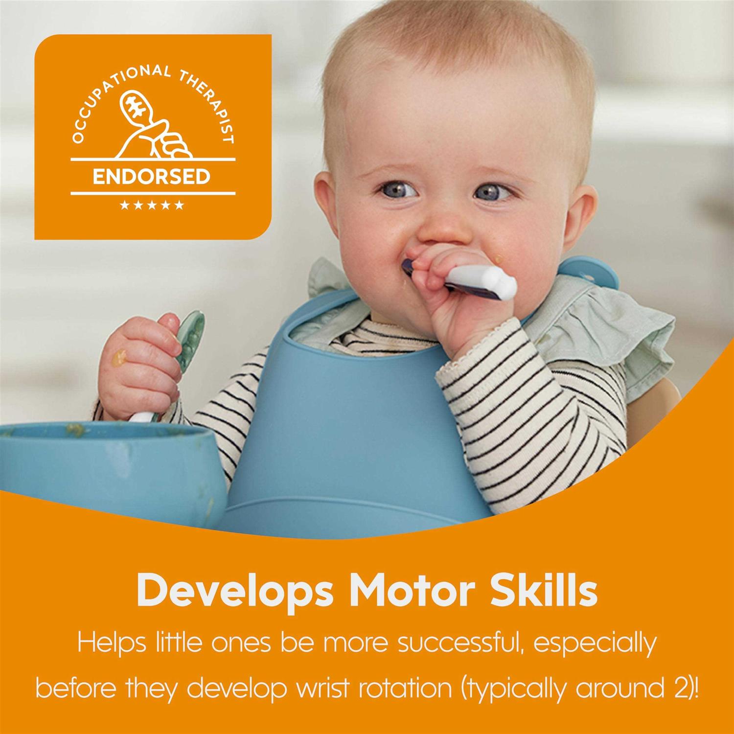 Numnum Pre-Spoon GOOtensils Baby Spoon Set BPA Free Silicone Self Feeding