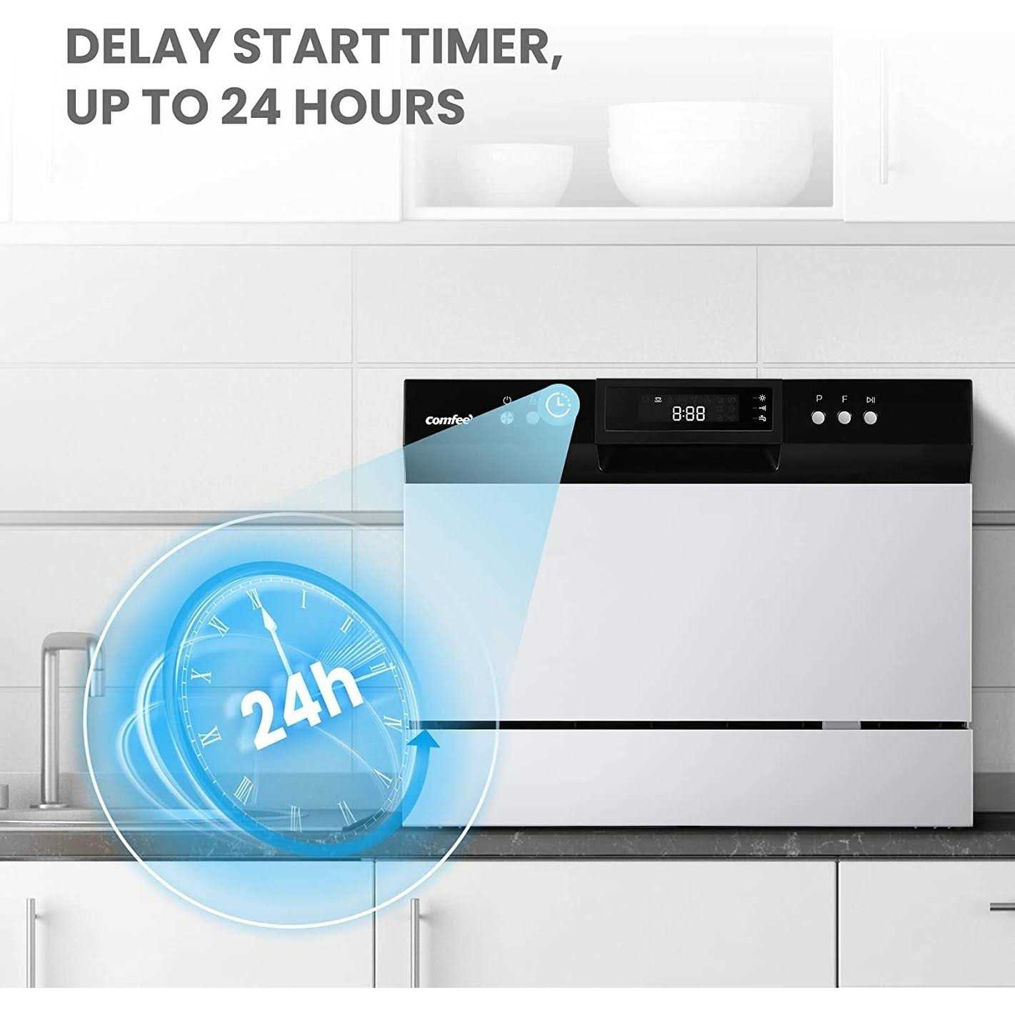 COMFEE’ Countertop Dishwasher Energy Star Portable Dishwasher 6 Place Settings