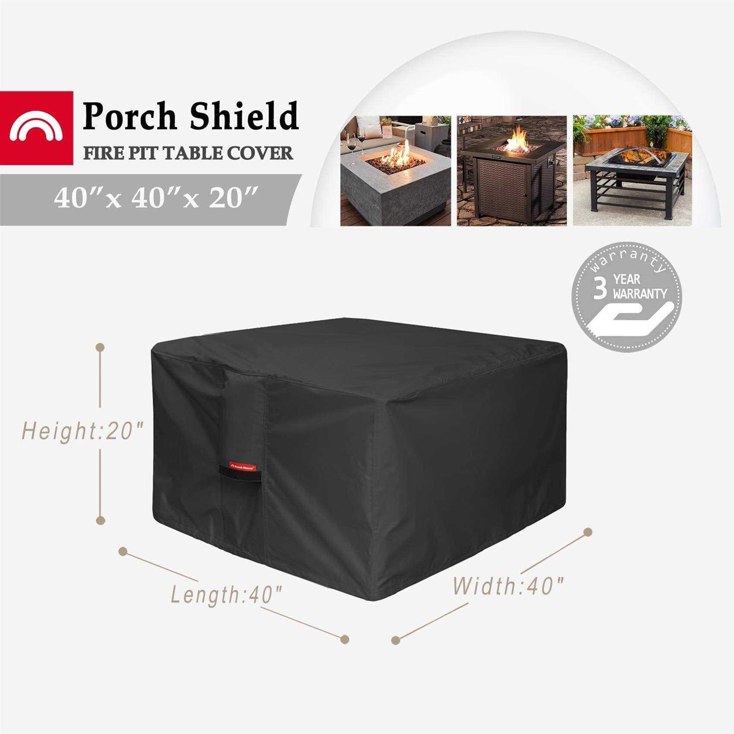 Porch Shield Fire Pit Cover Waterproof 600d Heavy Duty Square Patio Fire Pit Table Cover