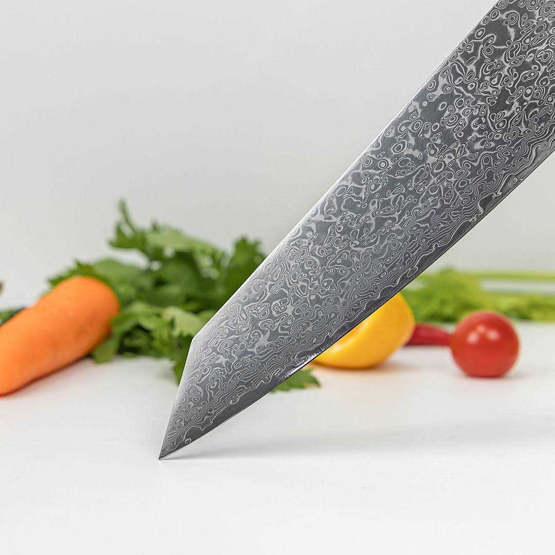 Seido Knives Knives 1-Piece Damascus Steel Japanese Chef Knife with A White Handle Handle EV-skdsksjpkn