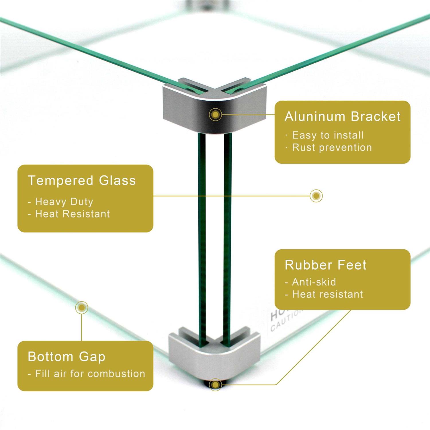 Holy Fire 6 Fire Pit Glass Wind Guard Clear Tempered Glass Flame Protective Pane Wind Resistant