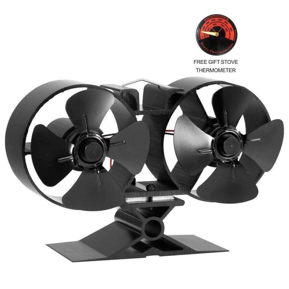 CRSURE Wood Stove Fan 8 Blades Double Motors Fireplace Fan Dual Fan for Heater