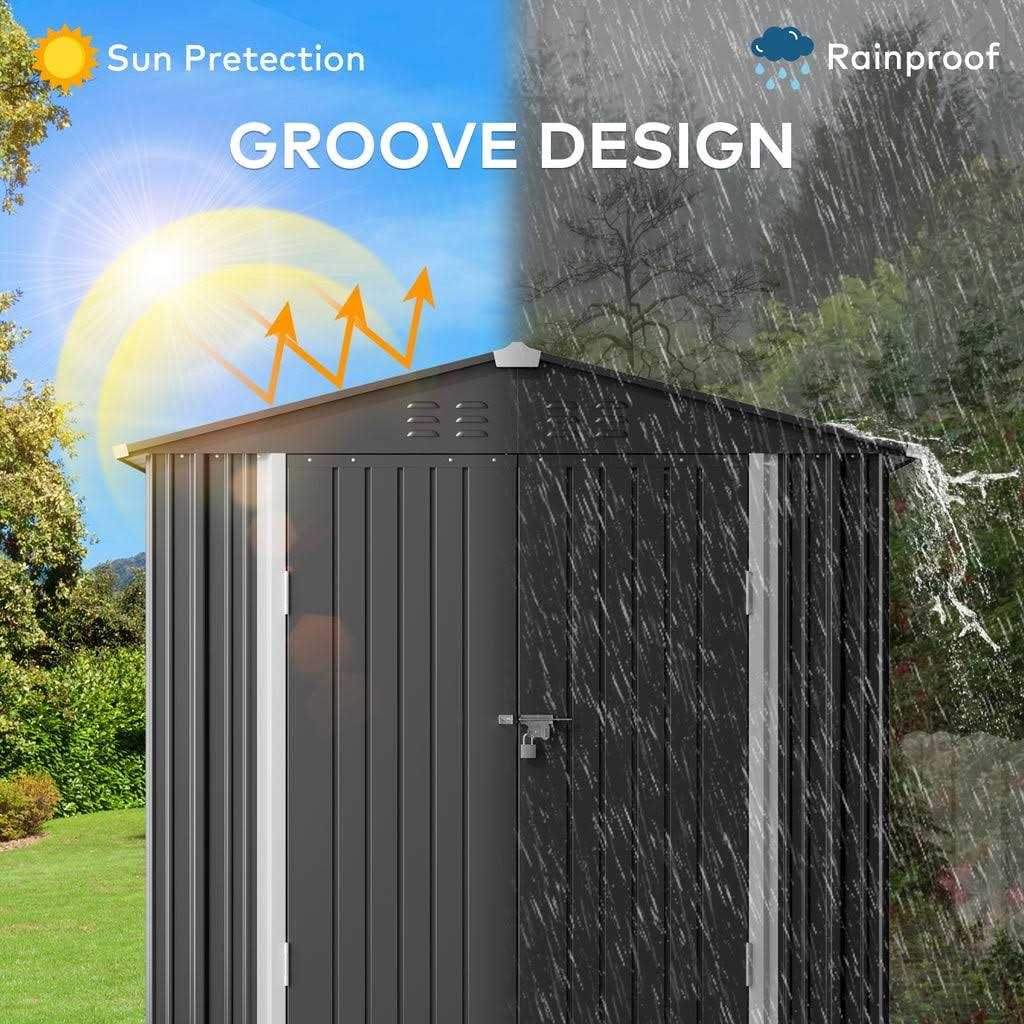 Aiho 6 x 4 FT Outdoor Storage Shed on Clearance with Metal Base Frame and Double Lockable Doors for Garden