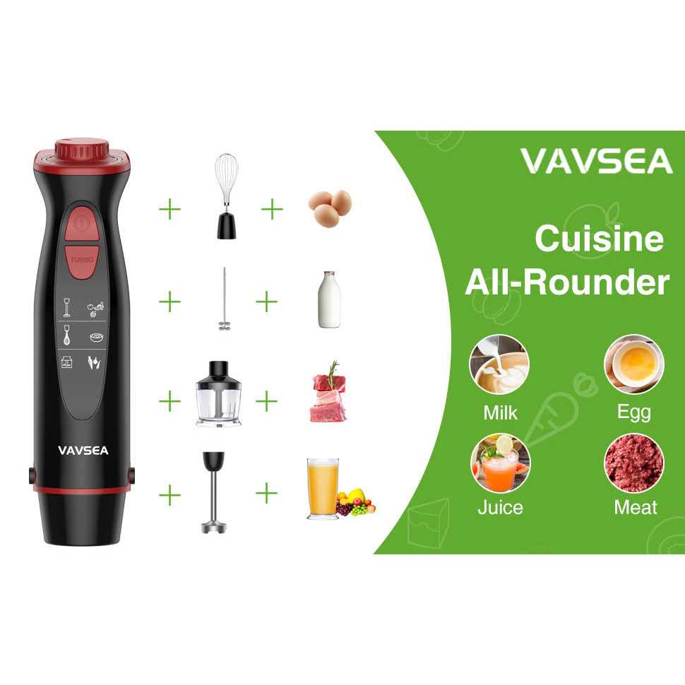 Vavsea HB-2076 mmersion Hand Blender 12-Speed Multi-Function Handheld Stick Blender with Stainless Steel Blades