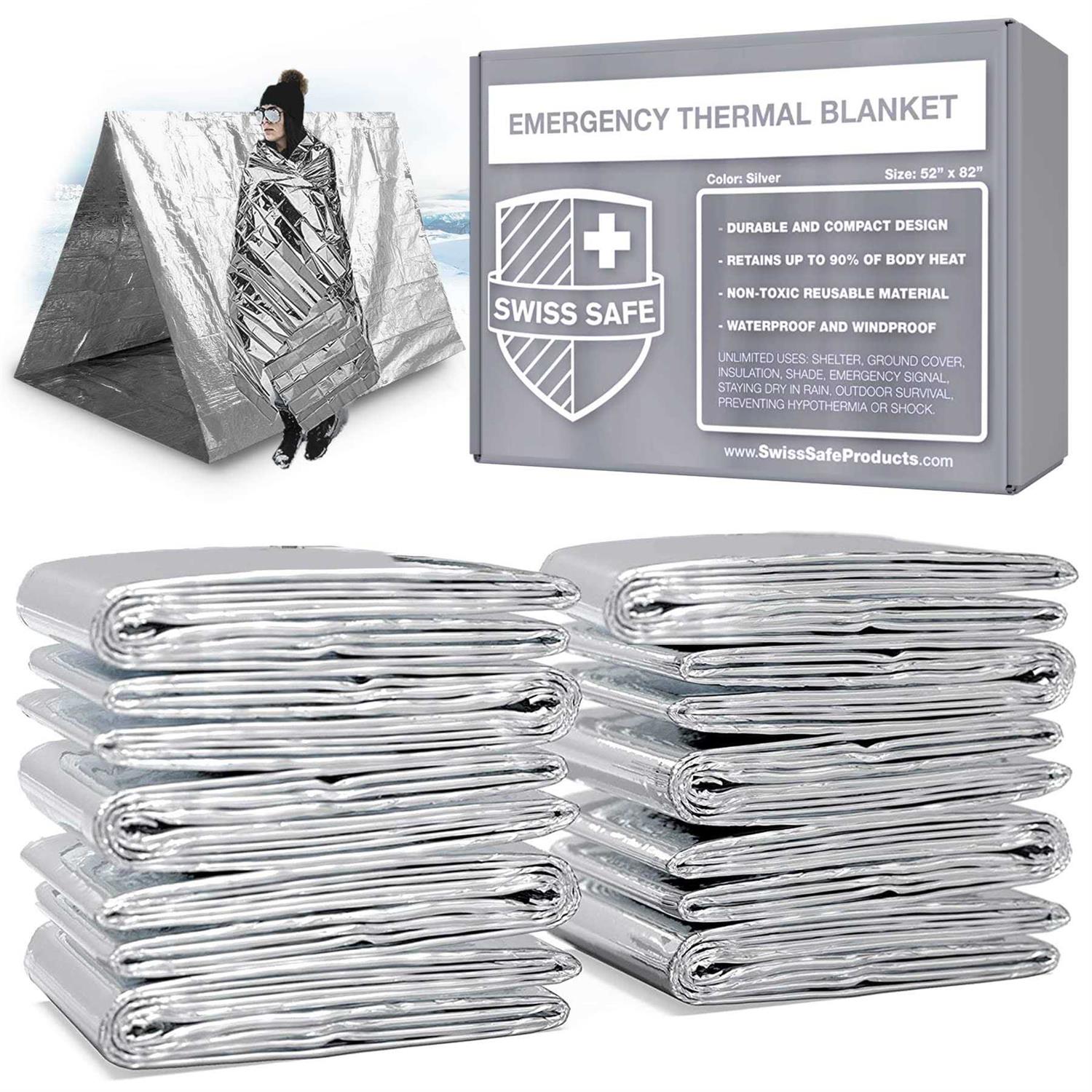 Swiss Safe Emergency Mylar Thermal Blankets Designed for NASA