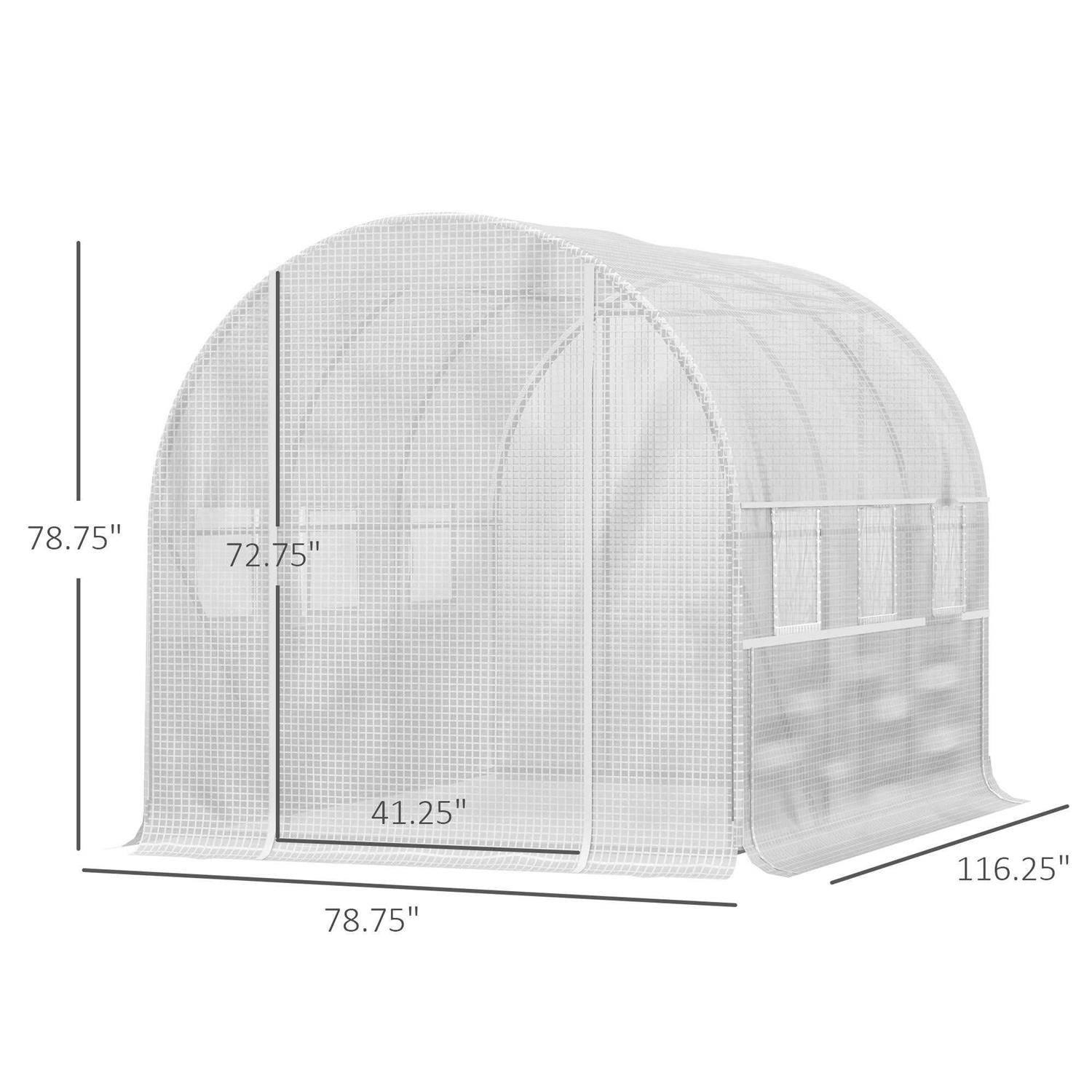 Outsunny 10′ x 7′ x 7′ Walk-in Tunnel Greenhouse with Quality PE Cover, Zipper Doors and Mesh Windows