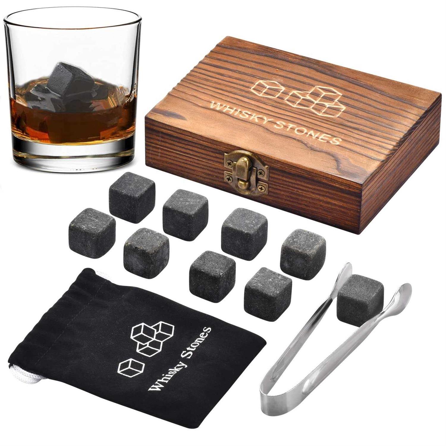 Whiskey Stones Whiskey Stone Gift Set 9 Granite Whisky Rocks Burbon Gifts Coo
