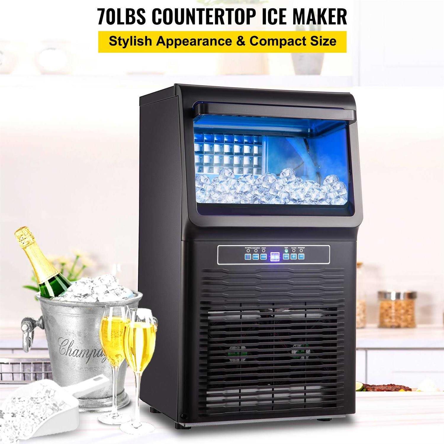 VEVOR Countertop Ice Maker 70LB/24H 350W Automatic Portable Ice Machine with 11LB Storage