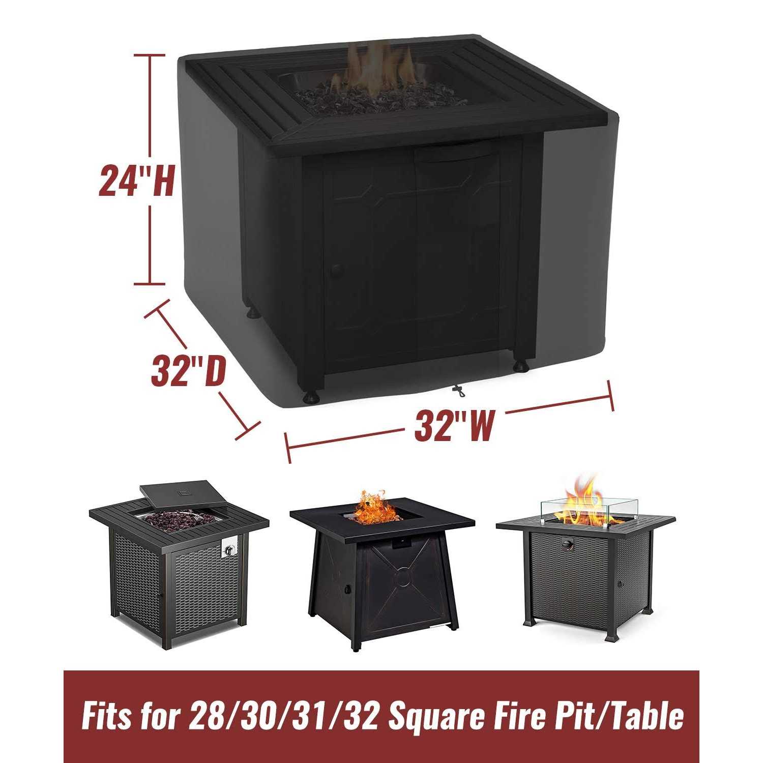 NUPICK Square Fire Pit Cover Propane Fire Pit Table
