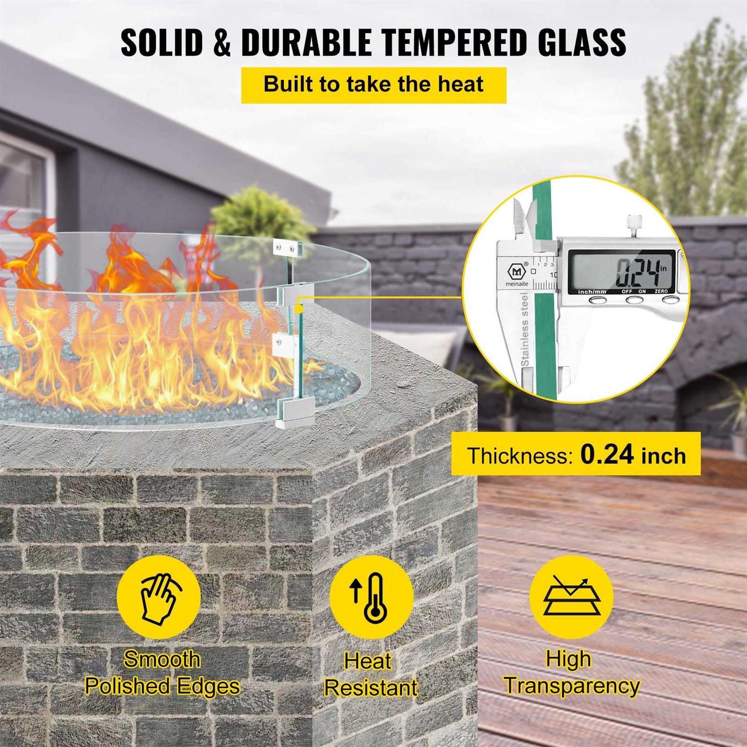 VEVOR Fire Pit Wind Guard Glass Flame Guard