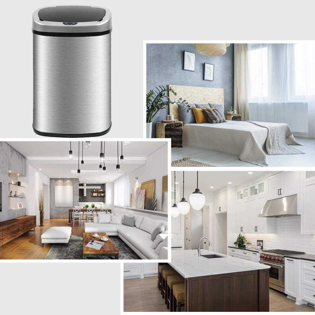 13 Gallon Stainless Steel Automatic Sensor Trash Can No Touch Garbage Can Kitchen Waste Bin High-Capacity Bathroom Trash Can with Lid for Home