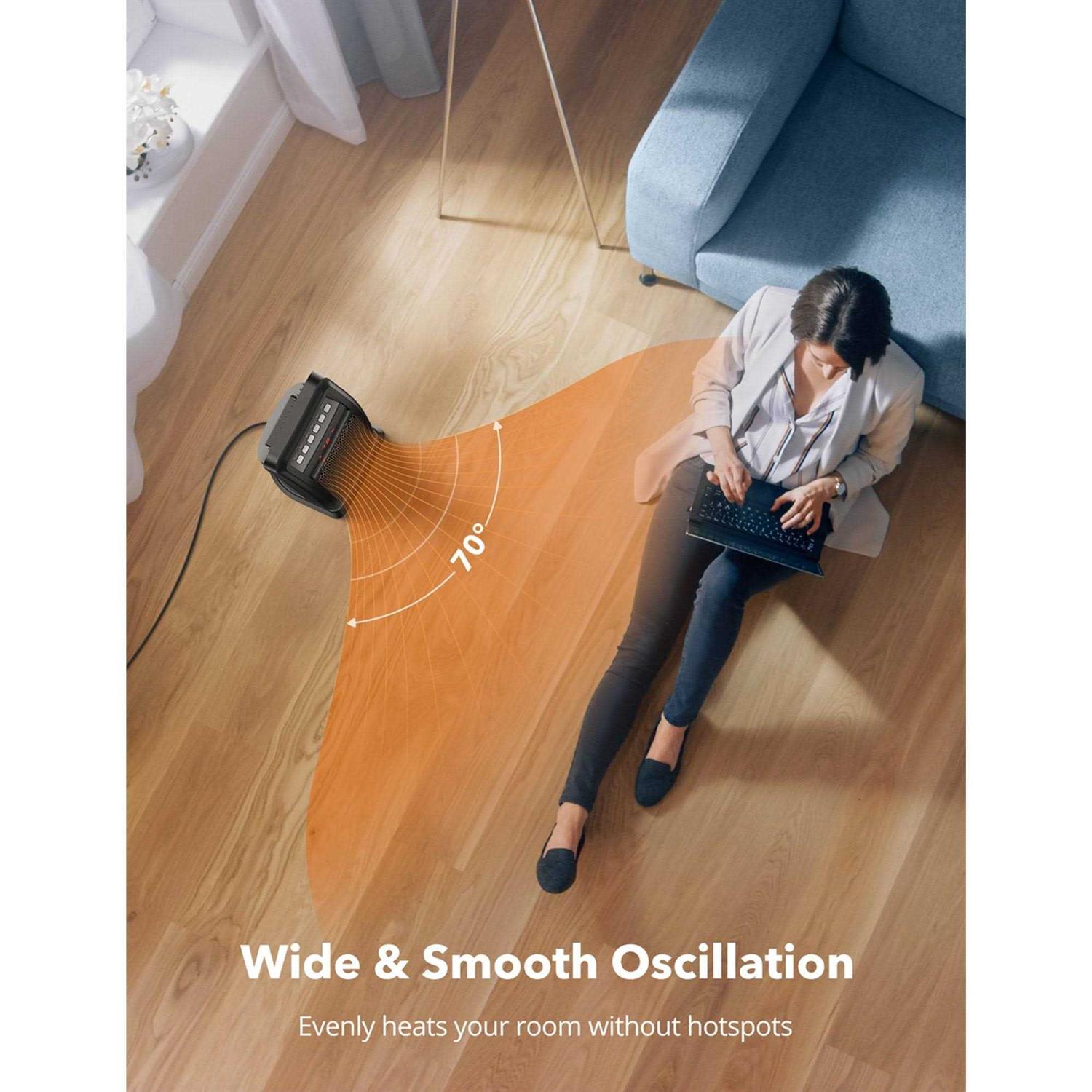 Taotronics Space Heater, 1500w Portable Electric Heater, Fast Quiet Tower Oscillating Heater for Office, Home and Bedroom