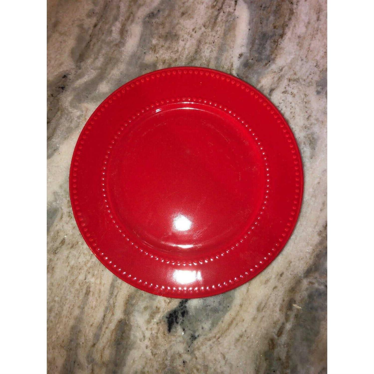 Royal Norfolk Red Beaded Ceramic Dinner Plates