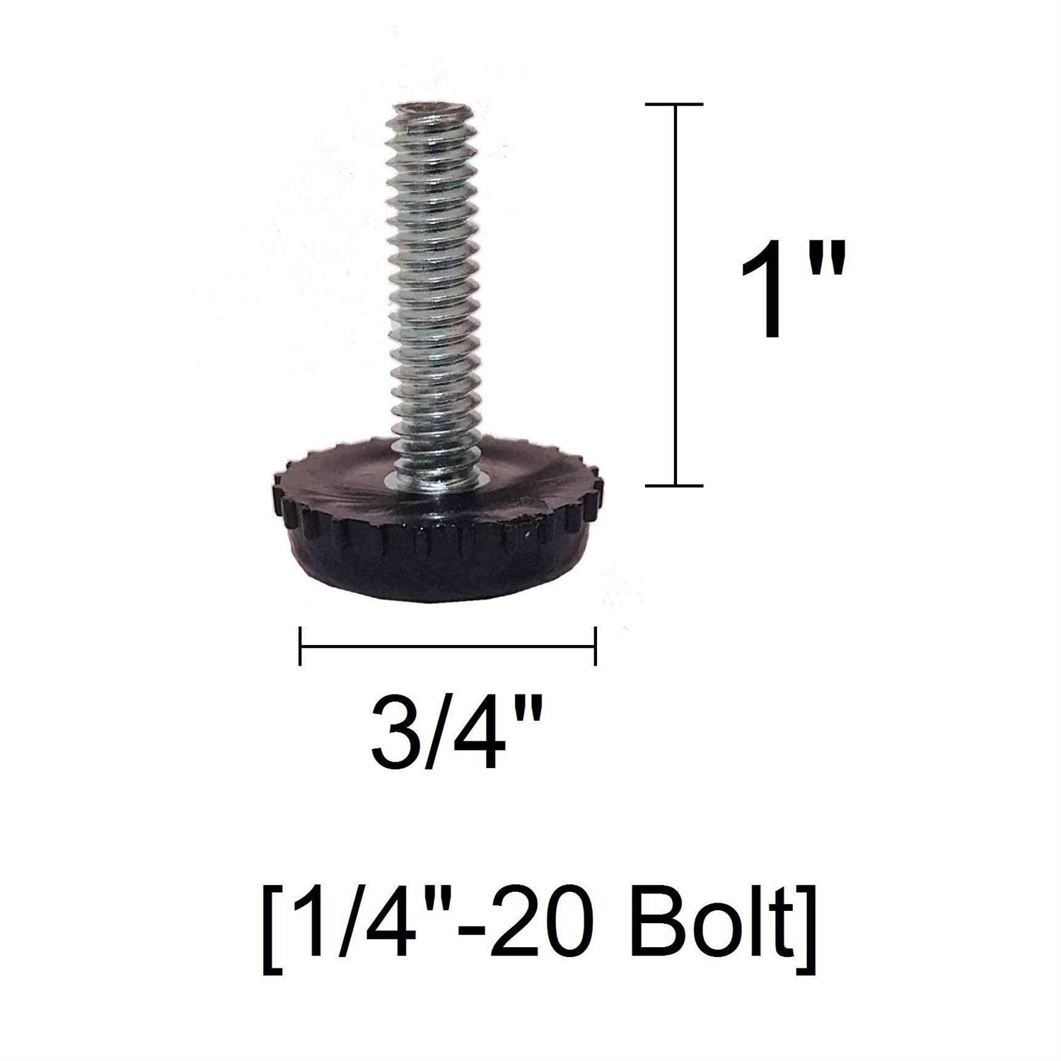 1/4-20 Furniture Levelers Adjustable Black Glides