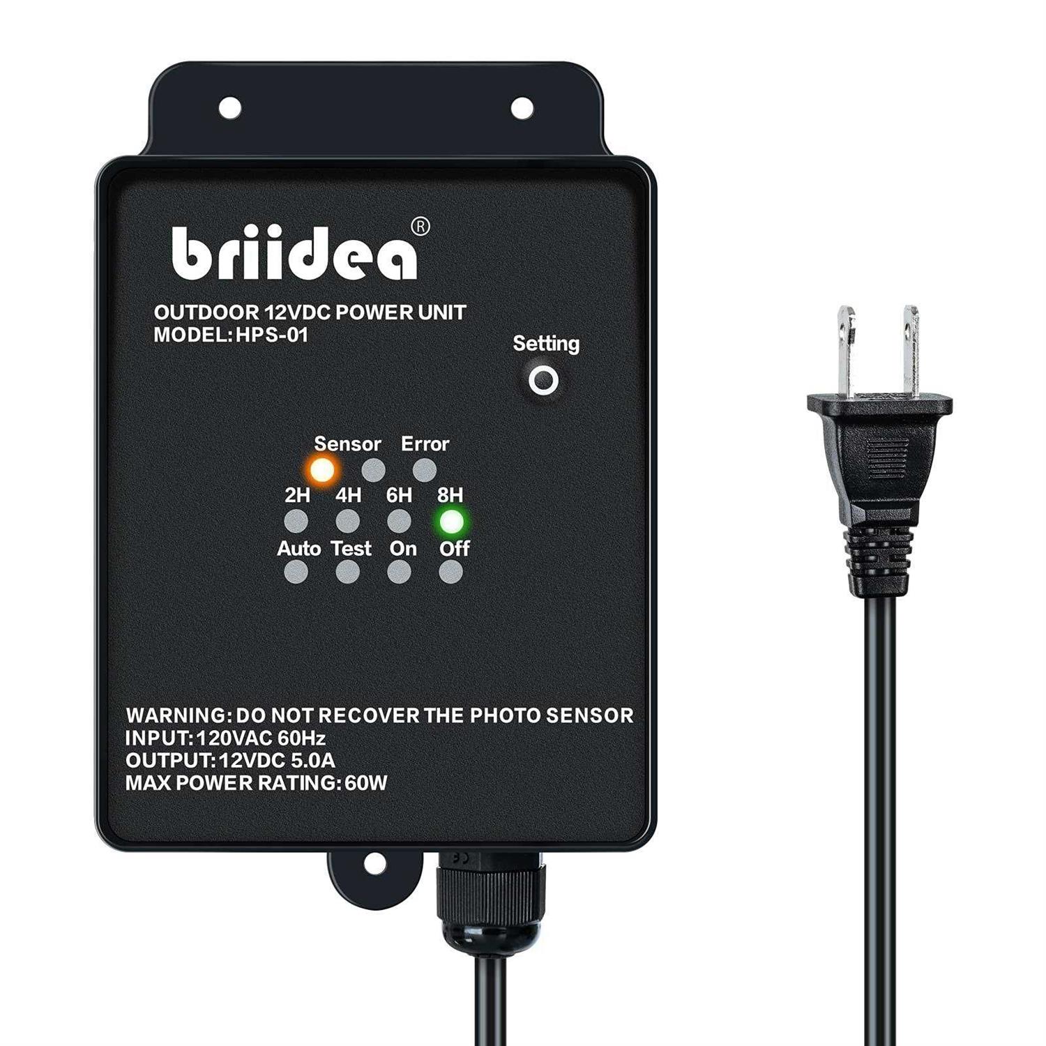 Outdoor Low Voltage Transformers, Briidea 60W 120V AC to 12V AC Landscape Light Transformer with Countdown Timer and Photocell Light Sensor