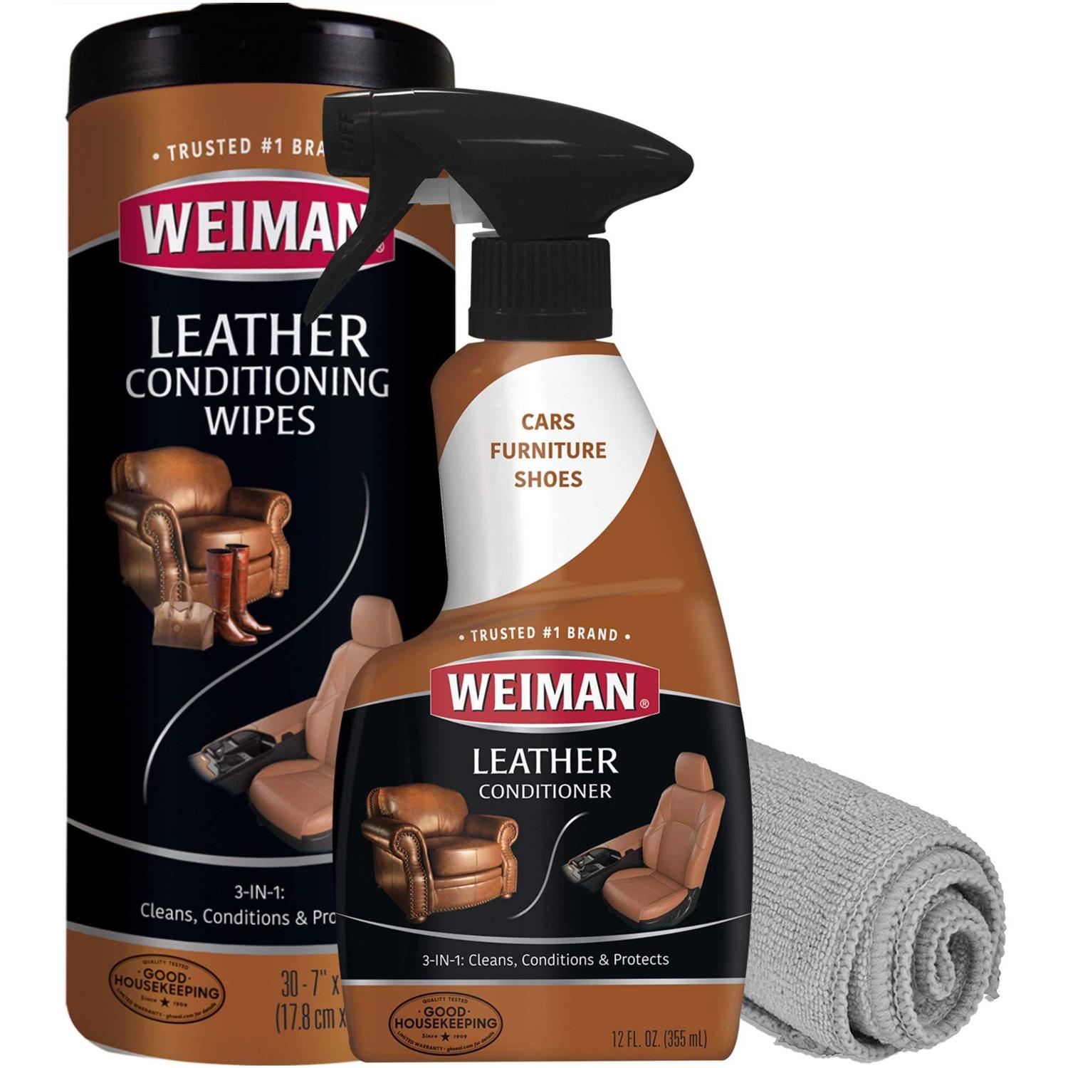 Weiman Leather Cleaner & Conditioner Care Kit Restores Leather Surfaces