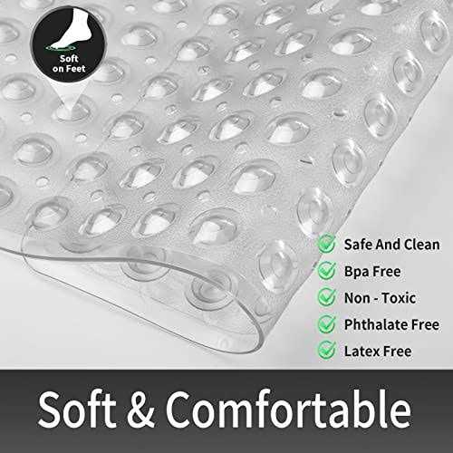 Yimobra Shower Bathtub Mat Non Slip, 21×21 Inch, Soft Square Bath Mat For Tub with Suction Cups and Drain Holes