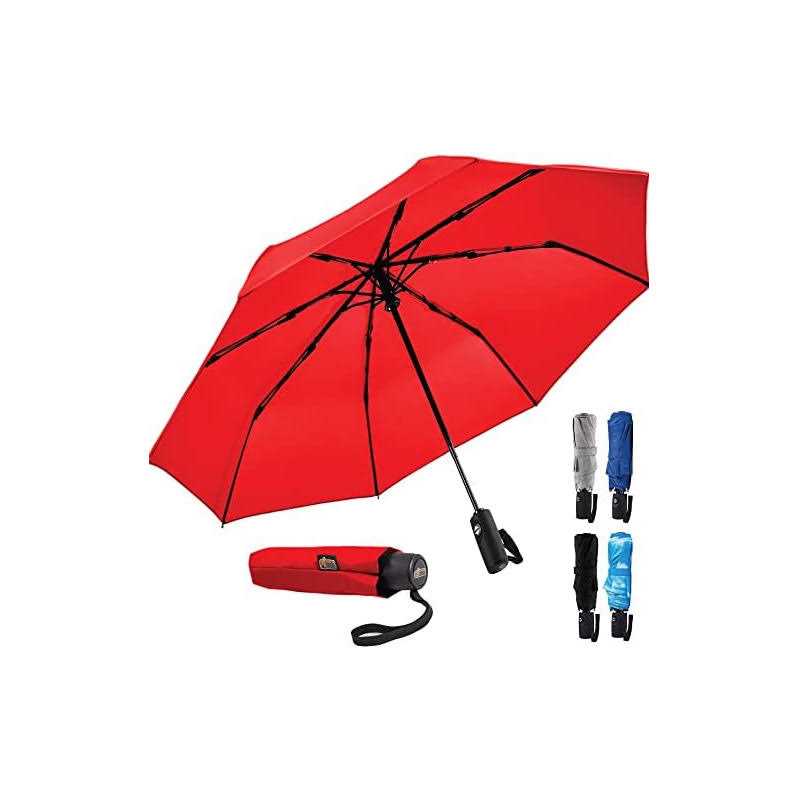Gorilla Grip Windproof Compact Stick Umbrella for Rain, One-Click Automatic Open and Close