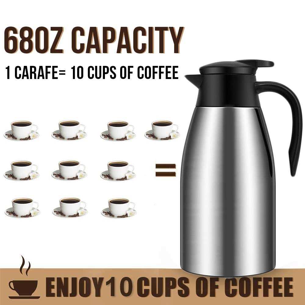 GearRoot 68oz Coffee Carafe Airpot Insulated Coffee Thermos Urn Stainless Steel Vacuum Thermal Pot Flask for Coffee