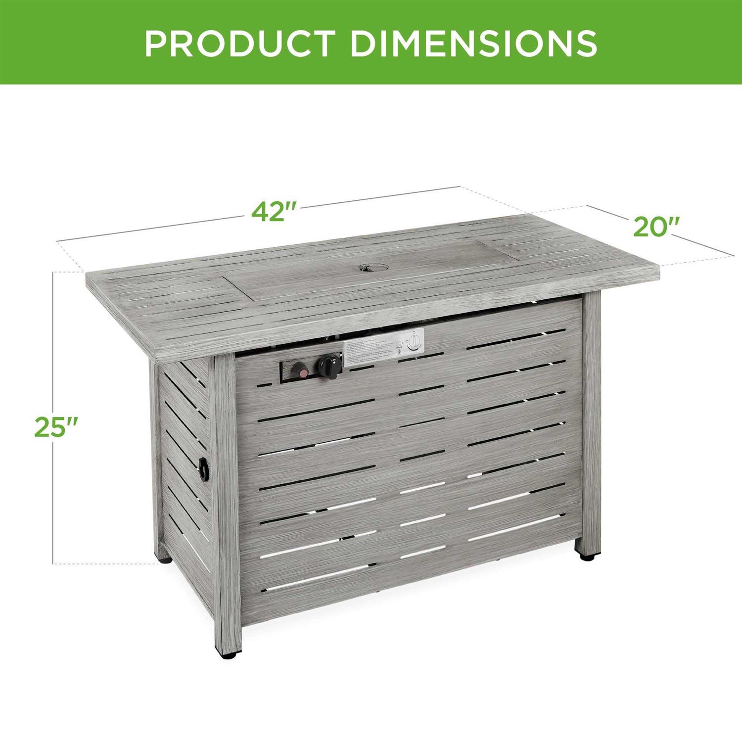 Best Choice Products 42in Fire Pit Table 50,000 BTU Rectangular Steel Propane Gas w/ Cover