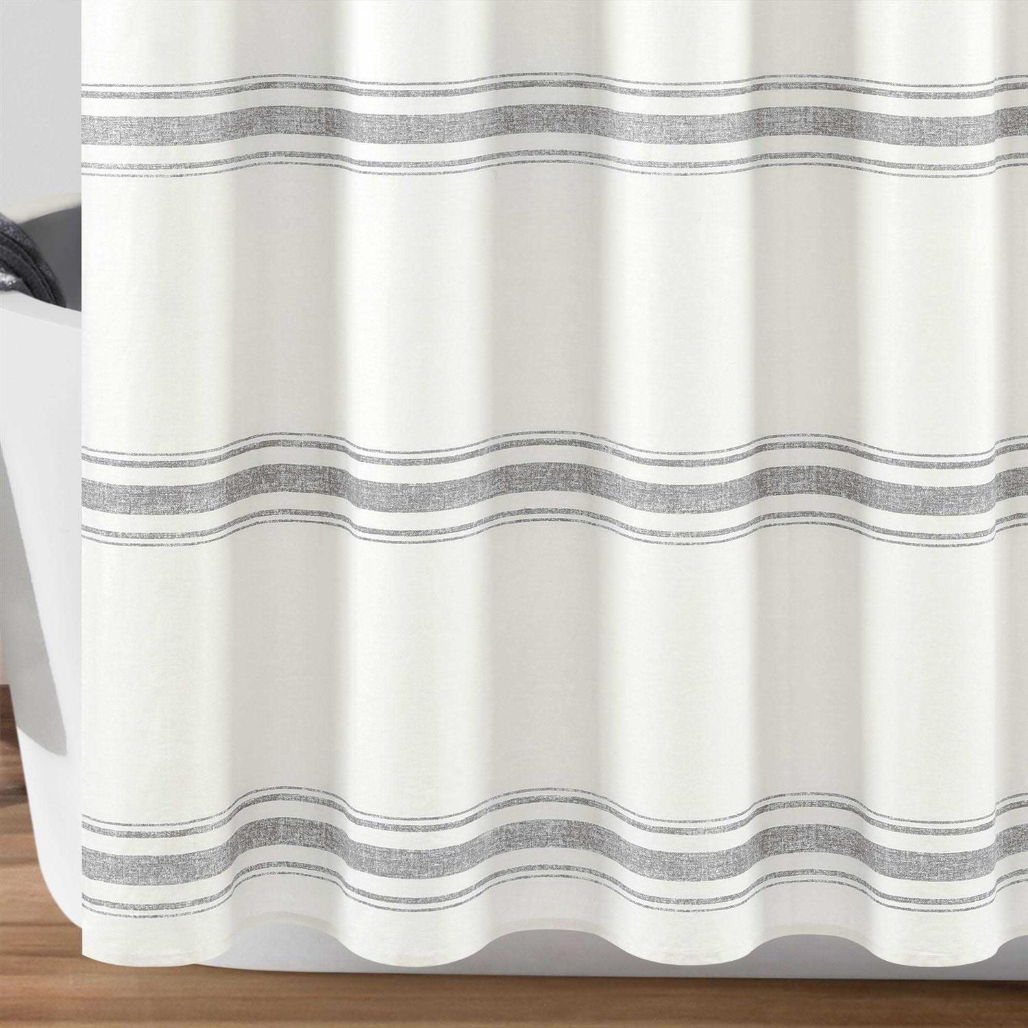 Lush Decor Farmhouse Stripe Shower Curtain